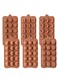 Silicone Chocolate Molds, 6 Pieces 15-Cavity Candy Mould Trays for Baking Cake Decorating, Brown Different Shaped Ice Cube Mold for DIY Jelly Candy Chocolate, 21x10.5x1.5 cm/8.26x4.13x0.59 inch