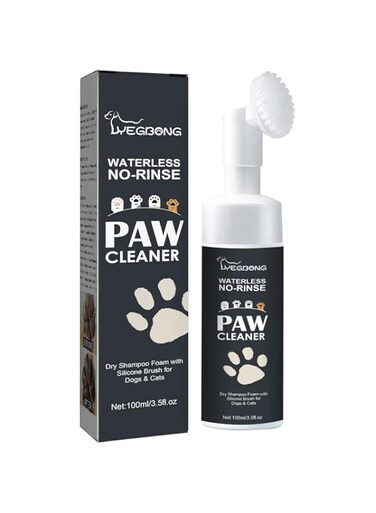 （1pcs）Dog Paw Cleaner No Rinse Foam with Silicone Brush Non-Toxic Cats Dogs Feet Cleaner Quickly Cleaning for Healthy Paw Coconut-Oil Plant Extracts etc