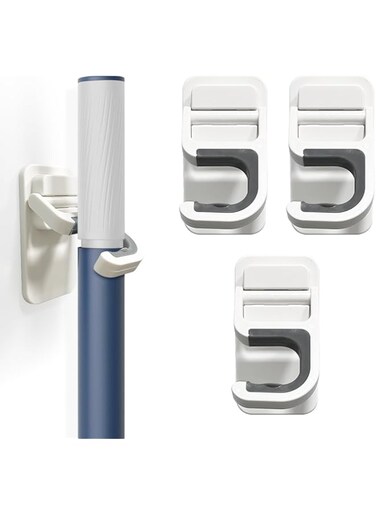 Tazweeq Broom Holder Wall Mount, 6pcs Broom Holder Wall Mount Self Adhesive for Home, Kitchen, Garden, Garage Storage