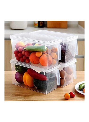 4-Piece Fridge Plastic Food Storage Container Clear 31x15x16cm
