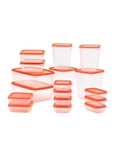 17-Piece Food Container Set Clear/Red