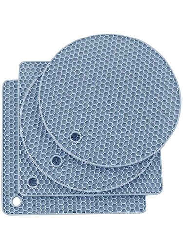 ACHKO Silicone Trivet Mats, 4Pcs Easy to Wash &amp; Dry Multi- Purposed Drying Hot Pads for Kitchen Heat Resistant, Non-Silp Durable Honeycomb Design Potholders for Hot Dishes