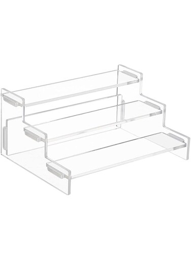 Aputue Acrylic Display Risers, 3 Tiers Clear Display Riser Perfume Organizer Stand, Acrylic Display Riser Step Stand for Funko Pops, Collectibles, Toys, Action Figures, Perfume, Dessert