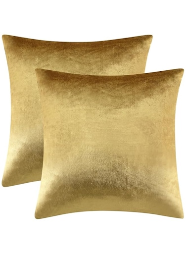 GIGIZAZA Gold Velvet Decorative Throw Pillow Covers,18x18 Pillow Covers for Couch Sofa Bed 2 Pack Soft Cushion Covers