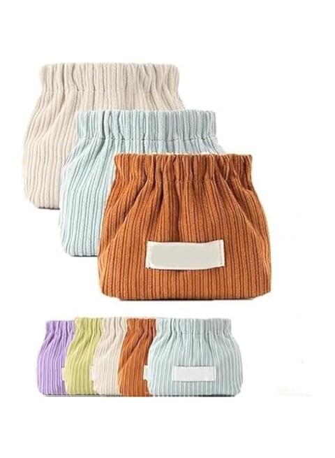 NALACAL Corduroy Elastic Hair Tie Organizer, Portable Corduroy Elastic Storage Bag, Large Capacity Small Cute Hair Accessory Jewelry Storage Organizer(4pcs)