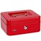Rubik Medium Cash Box Steel Register with Tray and Lock Durable Portable Money Box Safe for Bills Jewelry Receipts Coins (20x16x9cm) Red