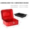 Rubik Medium Cash Box Steel Register with Tray and Lock Durable Portable Money Box Safe for Bills Jewelry Receipts Coins (20x16x9cm) Red