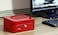 Rubik Medium Cash Box Steel Register with Tray and Lock Durable Portable Money Box Safe for Bills Jewelry Receipts Coins (20x16x9cm) Red