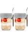 Overnight Oats Jars with Lid and Spoon Set of 2,10 oz Large Capacity Airtight Oatmeal Container with Measurement Marks, Mason Jars with Lid for Cereal On The Go Container (grey) SH-ZCB-HUI%2 (grey)