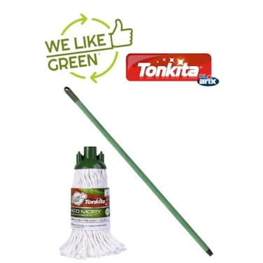 Tonkita TK678 Eco Cotton Mop with Stick &ndash; Recycled Materials, High Absorption, Durable and Sustainable Floor Cleaning
