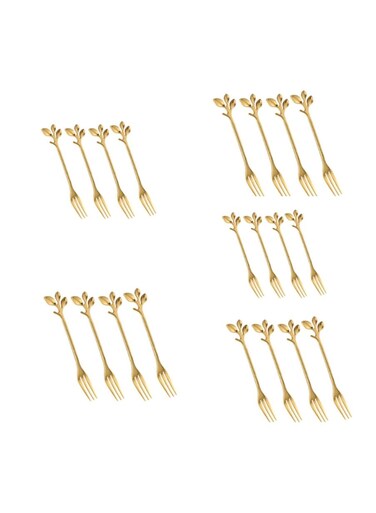 20 Pcs Cake Forks Dessert Forks Leaf Shape Stainless Steel Cake Forks Gold 12.5 cm Small Forks For Dessert, Cakes, Fruit Easy To Clean