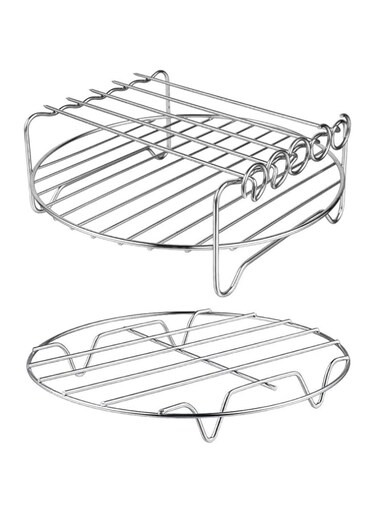 XL Air Fryer Accessories-Air Fryer Rack Set of 2, Multi-purpose Double Layer Rack with Skewer, Compatible with XL Power Airfryer