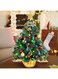 Jsofd Small Mini Table top Christmas MAS Tree with LED Lights, 50CM Little Prelit Holiday Tree Decorated Gift Boxes and Hanging Ornaments for DIY Festival Decoration