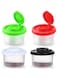 THE WHITE SHOP 4 Pcs Salt and Pepper Shakers Set Mini Plastic Pepper Shaker with Lid Damp Proof Popcorn Containers Clear Spice Jars Salt Shaker for Camping Picnic (Colorful, Small)