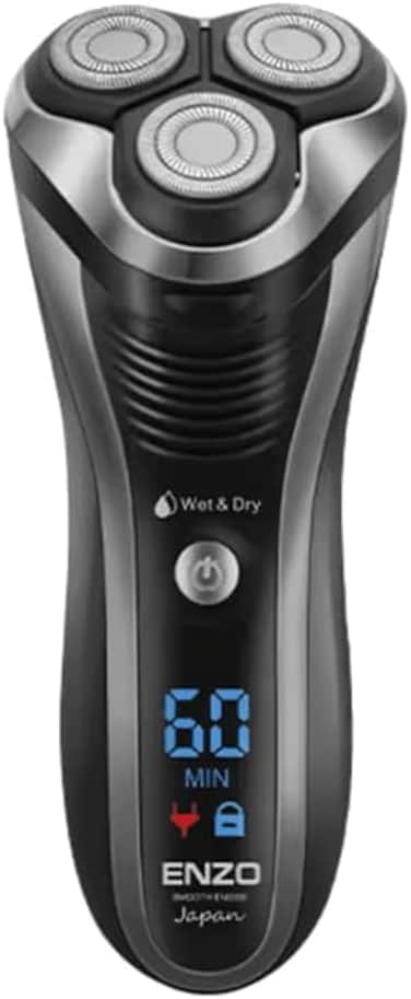 PrecisionWare Enzo EN-9309 Rechargeable Three Swivel Head Men's Electric Shaver, High-Performance Rotary Shaver With Precision Blades, LED Display, Long-Lasting Battery-Intl Version