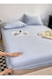 Home 3-Piece Includes a single-size fitted bedsheet and two pillowcases, washable cotton in a blue color.