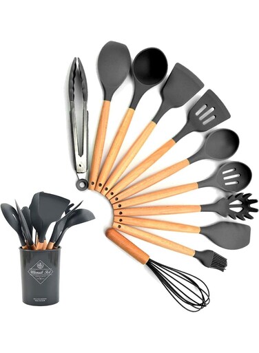 Silicone Kitchen Utensil Set &acirc;&euro;&ldquo; Heat-Resistant Non-Stick Cooking Tools with Spatula, Spoon, Turner, Whisk &amp; More, Durable Food-Grade Kitchen Gadgets for Safe Everyday Cooking &amp; Baking Multicolor