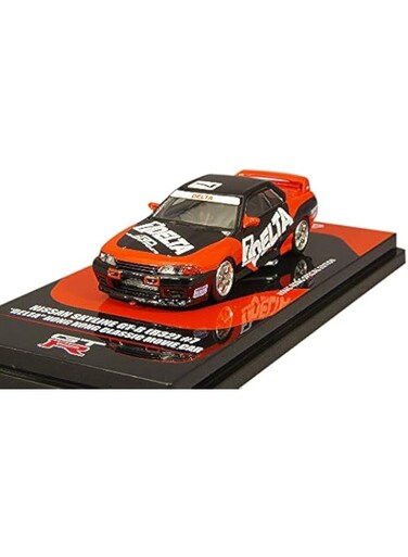 Solido Inno64 1/64 Scale Nissan Skyline GTR R32 7 Delta Hong Kong Car Dicast Model, Black/Orange