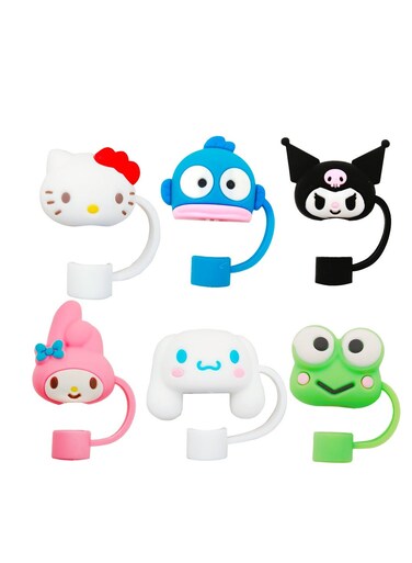 Straw Topper Caps - 6-Piece Set   Playful Cartoon Character Designs   Reusable &amp; Food-Grade for Cups, Tumblers, Drinks