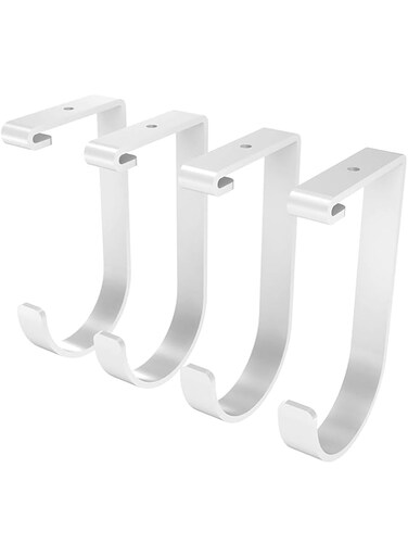 THE WHITE SHOP 4-Pack Add-On Storage Flat Hook Accessory for Garage Ceiling Storage Rack and Wall Shelving, White