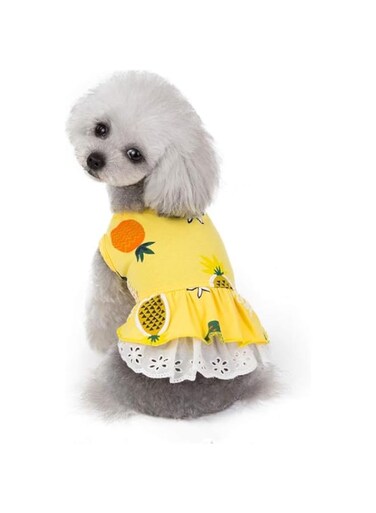 Cute Cartoon Princess Dog Dress Puppy Tutu Skirt Vest Apparel for Daily Life Birthday (Yellow, S)
