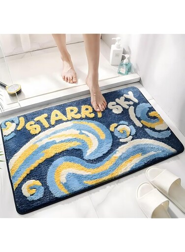 Joyzzz Bath Mat, 40cm&times;60cm Microfiber Rug Water Absorbent Bath Mat, Non-slip Cute Space Pattern Bathroom Floor Mat, Machine Washable Ultra-Soft Shower Mat for Bath, Kitchen, Doorway