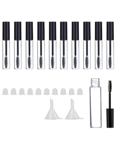 10-Piece Empty Mascara Tube 10ml Eyelash Cream Container Bottle With Mini Funnels And Leak Stoppers For Applying Castor Oil And DIY Cosmetics