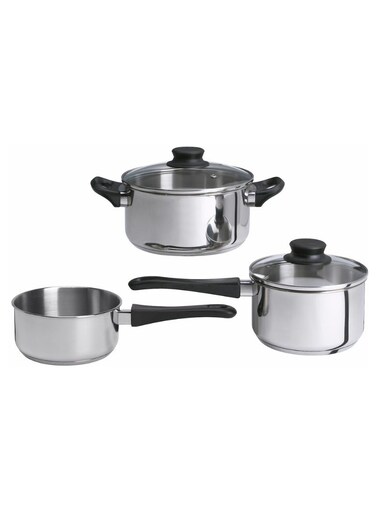 5-Piece Cookware Set, Glass/Stainless Steel