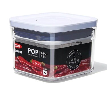 Good Grips POP Container 0.4L Airtight Food Storage Container BPA Free Small Kitchen Storage Box with Push Button Seal for Spices Herbs Snacks Dry Food Pantry Organizer