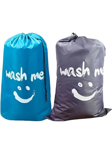 MESTURL Washme Laundry Bags 1 Cyan 1 Gray,Travel Laundry Bags for Machine Washable Travel (Style:Washme 1Cyan+1Gray)
