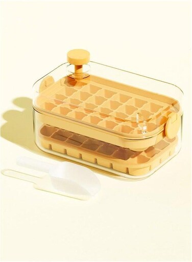 56-Grid Ice Cube Mold with Lid Portable - Silicone 2 Trays + 1 Scoop Can Make Drinks Coffee Fruit Cubes