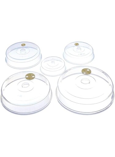 Home Products Essentials 5 Pack Microwave Plate Covers with Adjustable Steam Vents - Microwave Splatter Covers - Mixed Sizes for Large &amp; Small Food Plates Bowls BPA Free