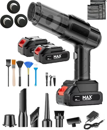Cordless Handheld Vacuum Cleaner High Power 35000Pa Suction &amp; Blower 120W Dual Batteries, 230ml Dust Cup, 20 Brush Cleaning Kit