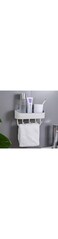 RAHALIFE Bathroom Shelf Holder With Hook White Grey