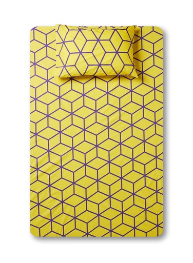2-Piece Printed Bedsheet Set Single Size Premium Collection 180 TC Cotton Marigold Yellow