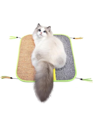 Azonee Cat Scratcher Pad, Natural Braid Cat Toys Scratching Mat, Horizontal Floor Cat Scratch Board Pad for Indoor, Cats Grinding Claws Nails Furniture Protector for Couch Sofa Rug 45x45 cm