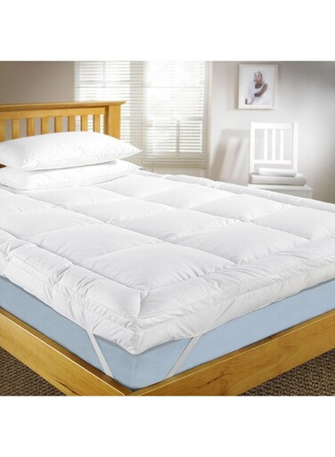 500 GSM Premium Quality Long Lasting Washable Spill And Stain Resistant Soft Dacron Sheet Filling Quilted Single Size Mattress Topper Microfiber White 100x200cm