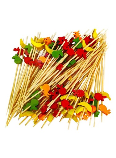 200PCS Wooden Skewers Fruit Toothpicks Skewers, Finger Food Party Picker 12cm, for Party Gift Carnival Birthday Party, for BBQ Food, Finger Food, Fruit Skewers