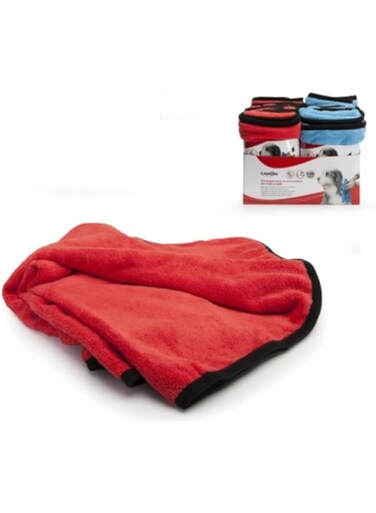 Camon S.p.A. Microfiber Towel for Dogs and Cats 120x60cm - Red and Light Blue