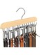 KASTWAVE Belt Hanger for Closet, Sturdy Wood Belt Rack Closet Accessories with 14 Hooks Belt Organizer for Closet Organizers and Storage Max 42 Belts-Wood 1 Pack