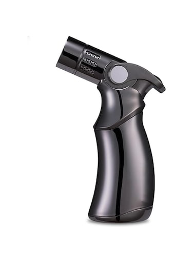 IrAyz Torch Lighter 4 Jet Flame Windproof Butane Refill Portable Lighter for Grill BBQ Candle Camping with Gift Box (Butane Not Included,Black)