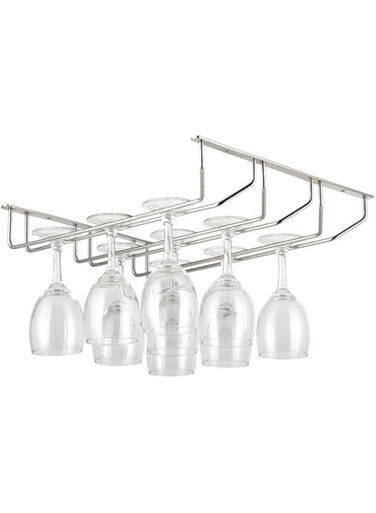 SKEIDO 3 Rows Wine Glass Rack Wall-Mounted Hanger Under Cabinet Storage For Home Bar