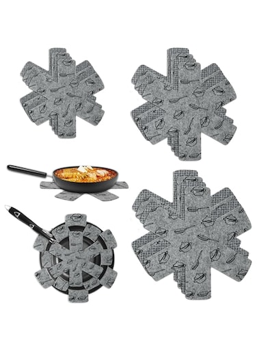BomnKa Non-Woven Pot and Pan Protectors - Set of 12   Non-Slip Dividers Pads for Protecting and Separating Cookware   Multi-Size Compatibility   Stackable Pan Protectors for Cooking &amp; Dining