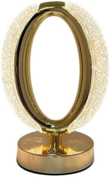 Cordless Crystal Table Lamp, USB Rechargeable, 3-Way Dimmable, Oval LED Desk Lamp, Diamond Nightstand Lamp
