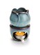 BSTKEY Ceramic Essential Oil Burner, Wax Melt Burner with Candle Spoon, Decorative Aroma Tea Light Holder, Oil Burner for Wax Melts, Flower Model (Blue)