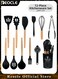 Kitchen Utensils Set 12pcs Silicone Cooking Utensils Set Kitchen Tools Gadgets with Wooden Handles Spoons Spatulas Turner Tongs Whisk for Non-stick Pans Heat Resistant Cookware Set