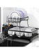 OUUTMEE 2 Tier Stainless Steel Dish Rack,Detachable Capacity Dish Drainer Organizer with Utensil Holder, Drain Board,with Baking Paint Protection Rustproof Kitchen Drainer 42 * 30.5 * 32cm（Black）