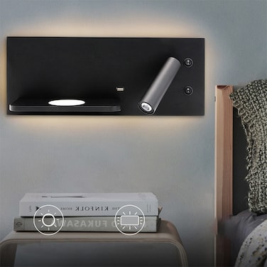 Wireless Wall Lamp USB 5V Charger Wall Lights Hotel Headboard Reading Lighting Spot Luminaire Lamp - Matt Black