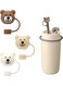 3 Piece Bear Straw Sleeves, Silicone Straw Covers Bear Straw Covers, Reusable Portable Dustproof Straw Covers Cute Cartoon Straw Covers Over Silicone Straw Tips