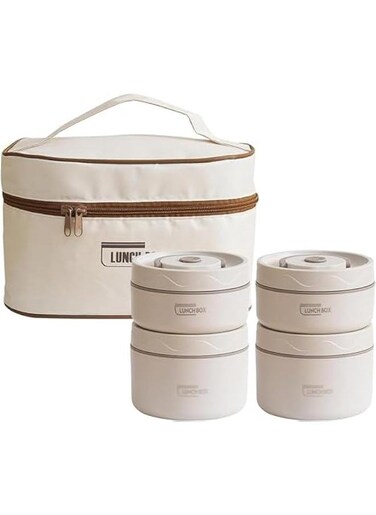 4Pack Stainless Steel Bento Lunch Box,Portable Insulated Lunch Container Set,Leakproof Thermal Food Container with Bag for Adults To Work, Teens to school
